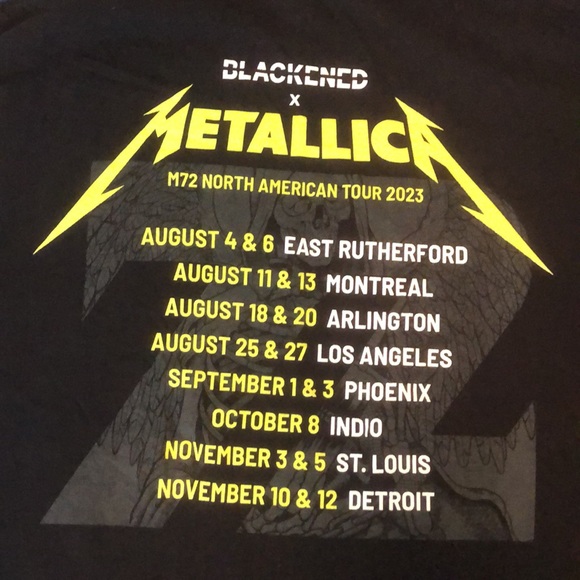 Metallica M72 2023 North American Tour Concert Tee Shirt - Picture 9 of 11